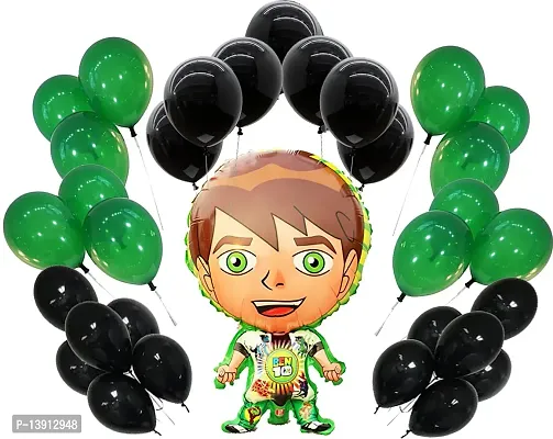 Masti Zone Pack of 3 Pcs Cartoon Character Foil Balloons ( 25 Black + 25 Green ) for Decoration (Black)-thumb2