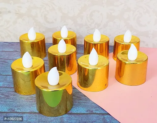 Forty Wings Set of 12 Battery Operated Golden Smokeless Led Candle Tea Lights Led Diwali Diya for Diwali Christmas Festivals Diwali Light[ng-thumb3