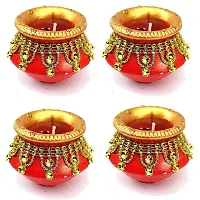 Forty Wings 4 Pcs Beautiful Decorative Big Wax Matki Diya Tealight Candle Holder Diwali Pooja Diya Candle Diwali Lighting for Diwali Wedding Festival Decoration Items and Diwali Gift Set-thumb3