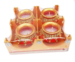 Forty Wings 4 Pcs Beautiful Decorative Big Wax Matki Diya Tealight Candle Holder Diwali Pooja Diya Candle Diwali Lighting for Diwali Wedding Festival Decoration Items and Diwali Gift Set-thumb2