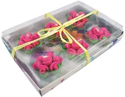 Urvi Creations Set of 6 Flower Shape Floating Candles for Diwali Home Decor - Multi Colour-thumb1