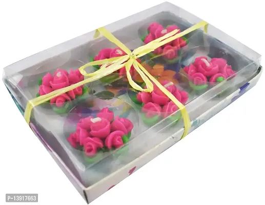 Urvi Creations Set of 6 Flower Shape Floating Candles for Diwali Home Decor - Multi Colour-thumb2