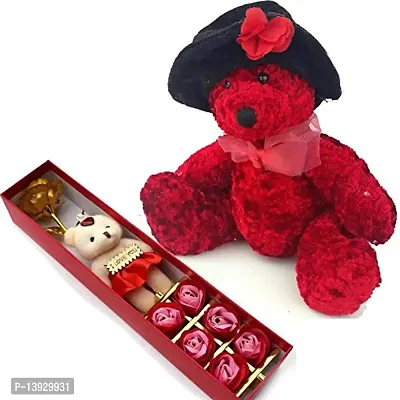 Urvi Creations Red Teddy with A Gift Combo Valentine Gifts for Girlfriend Boyfriend Wife Husband for Valentines Day