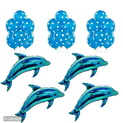 Buy Masti Zone 4 Pcs Dolphin/ Fish Shape /Shark Foil Balloons +50 Blue  Balloons for Birthday Theme Party Decoration Online In India At Discounted  Prices
