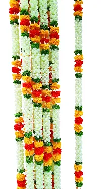 Urvi Creations White Jasmine Red Yellow Satin Less Flowers Wall Hangings Toran (Multicolour) - Set of 2-thumb3