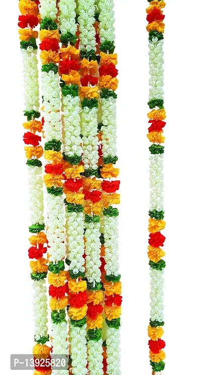 Urvi Creations White Jasmine Red Yellow Satin Less Flowers Wall Hangings Toran (Multicolour) - Set of 2-thumb4