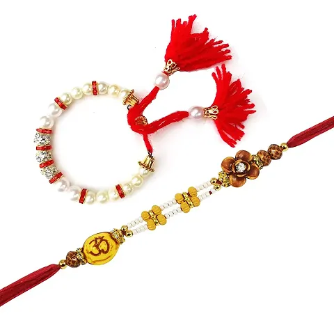 Urvi Creations Beautiful Pearl Bhabhi Bangle Rakhi Couple Pair Rakhi Set Wristband Bracelet Rakhi for Brother Bhaiya Bhai Bhabhi Kids