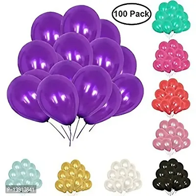 Masti Zone Pack of 100 12 inch Matallic Latex Balloons for Decoration (Purple)