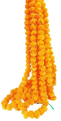 Urvi Creations Set of 2 Mango Yellow Artificial Marigold Flower/Genda Phool Garlands for Diwali Wedding,Navratri,Durga Pooja Festival Home Decoration-thumb2