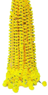 Forty Wings 2 Lemon Yellow Fabric Artificial Marigold Flower/Genda Phool Garlands String Door Toran for Diwali Wedding,Navratri,Durga Pooja Ganpati Pooja Mehandi Party Festival Home Decoration-thumb1