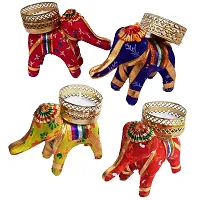 Urvi Creations Set of 10 Elephant Tealight Diya Candle Holder for Diwali Festival Home Decorations Lights-thumb1