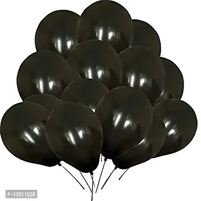 Masti Zone Pack of 100 12 inch Matallic Latex Balloons for Decoration (Black)-thumb2