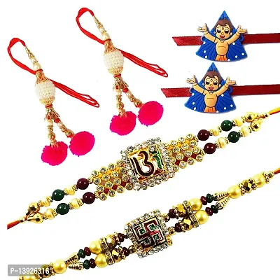 Urvi Creations 6 Pcs Rakhis Family Combo Set For Brother Bhaiya Bhai Kids And Bhabhi Rakhi Gift For Rakshabandhan