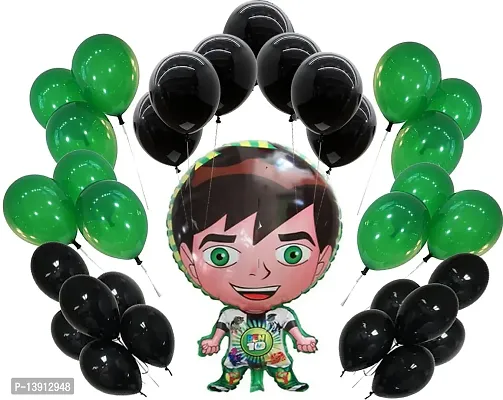 Masti Zone Pack of 3 Pcs Cartoon Character Foil Balloons ( 25 Black + 25 Green ) for Decoration (Black)-thumb0