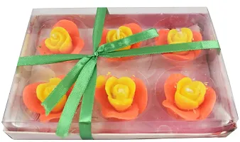 Urvi Creations Set of 6 Flower Shape Floating Candles for Diwali Home Decor - Multi Color-thumb3