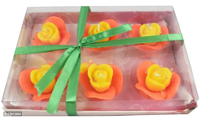 Urvi Creations Set of 6 Flower Shape Floating Candles for Diwali Home Decor - Multi Color-thumb4