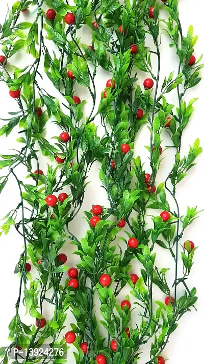 Urvi Creations Set of 2 Red Berries/Cherry Artificial Flowers Garlands for Diwali,Navratra Festival Home,Tempe Wedding Decoretion-thumb4