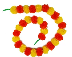 URVI Creation Set 5 Orange Yellow Mix Combo Artificial Marigold Fluffy Flower/Genda Phool Garlands for Diwali Wedding,Navratri,Durga Pooja Festival Home Decoration-thumb1