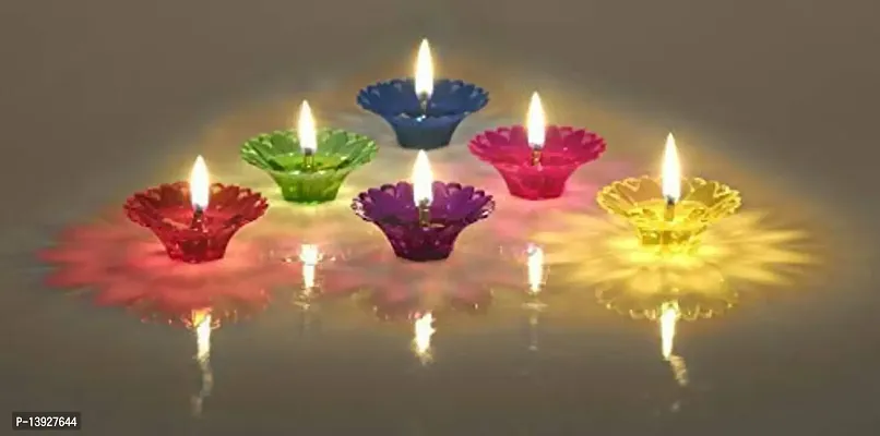 Forty Wings 12 Multicolour Water Floating Reflection Diya Oil Lamps for Pooja Candle for Diwali Decoration Gift Navratri Diwali Pooja-thumb2