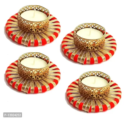 Urvi Creations Set of 4 Bangle Gotta Work Tealight Diya Candle Holder for Diwali Festival Home Decorations Lights