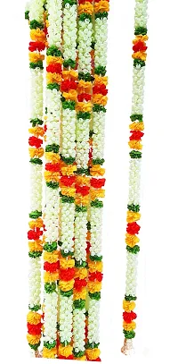 Urvi Creations White Jasmine Red Yellow Satin Less Flowers Wall Hangings Toran (Multicolour) - Set of 2-thumb1