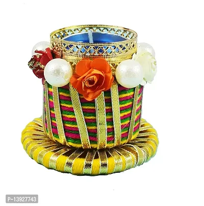 Forty Wings 2 Pcs Beautiful Decorative Diya Tealight Candle Holder Diwali Pooja Diya Candle Diwali Lighting for Diwali Wedding Festival Decoration Items and Diwali Gift Set-thumb2