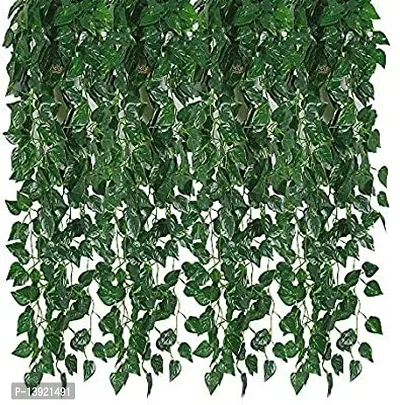 Urvi Creations Artificial Green Money Plant Leaf Garland /Creeper /Door Wall Hanging - Set of 10, Multicolour