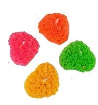 Forty Wings 4 Heart Shape Flower Wax Candles Floating Tea Light Candles for Diwali Decoration Items and Christmas Festivals Candles (Multi Candles)-thumb2