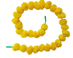 Forty Wings 20 Pcs Lemon Yellow Artificial Marigold Fluffy Flower/Genda Phool Garlands String for Diwali Wedding,Navratri,Durga Pooja Festival Home Decoration 5 Feet-thumb1