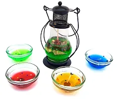 Urvi Creations Set of 4 Bowl Gel Candle with Gel Candle Big Lantern Tea Light Candles for Diwali Decoration Items - Multi Color-thumb2