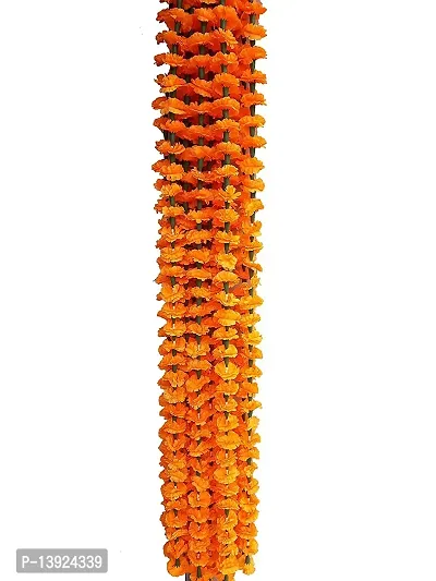 Forty Wings 1 Pcs Re-Usable Artificial Marigold Fluffy Flowers Garlands (Genda Phool Toran) for Diwali Decoration (Orange)-thumb4