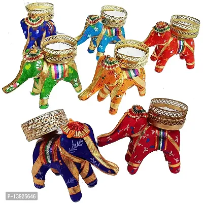 Forty Wings 7 Pcs Elephant Tealight Diya Candle Holder for Diwali Festival Home Decorations Lights