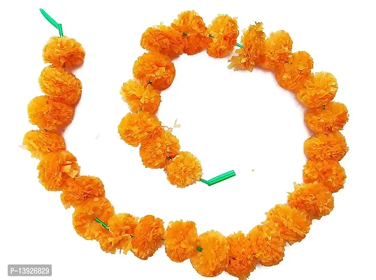 Forty Wings 10 Mango Yellow Artificial Marigold Flower/Genda Phool Garlands String Door Torang for Diwali Wedding,Navratri,Durga Pooja Ganpati Pooja Mehandi Party Festival Home Decoration-thumb2