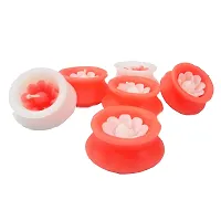 Urvi Creations Set of 6 Matki Shape Wax Candles Tea Light Candles for Diwali Decoration Items and Christmas Festivals Candles-Set of 6 - Red White-thumb4