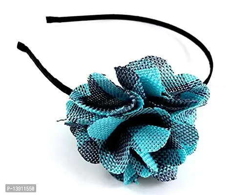 URVI Creations Floral Hair Band for Girls  Women (Blue  Black)-thumb2