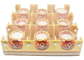 Forty Wings 9 PcTerracotta Wax Filled Matki Shape Clay Diya Candle for Diwali Lighting Decoration Diwali Gift and Pooja Home Decor Item-thumb2