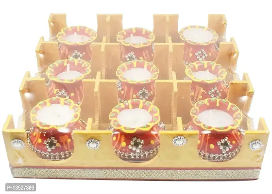 Forty Wings 9 PcTerracotta Wax Filled Matki Shape Clay Diya Candle for Diwali Lighting Decoration Diwali Gift and Pooja Home Decor Item-thumb3