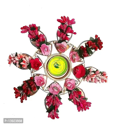 Forty Wings Beautiful Metal Flowers Tealight Diya Candle Holder for Diwali Festival Home Decorations Lights-thumb3