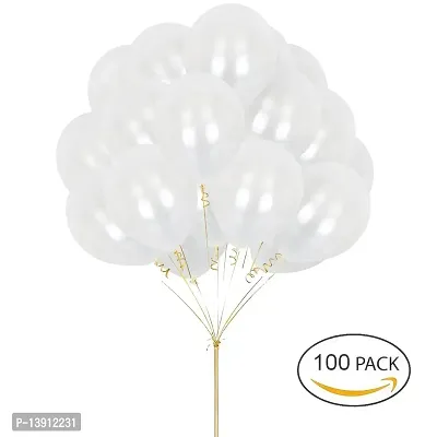 Masti Zone Pack of 100 12 inch Matallic Latex Balloons ( White )-thumb2