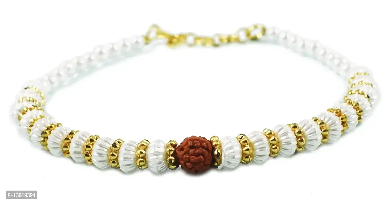 Urvi Creations Set of 2 Jewel Pearl Beaded Bracelet Rakhi for Brother, Rakhi Combo for Bhaiya, Bracelet Bhaiya Rakhii-thumb2