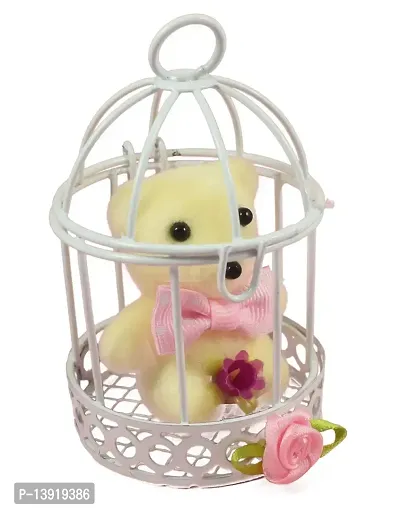 Urvi Creations 4  Cute Teddy Bear in Cage Special Valentines, Rose Day Gift for Girlfriend, Boyfriend, Husband, Wife
