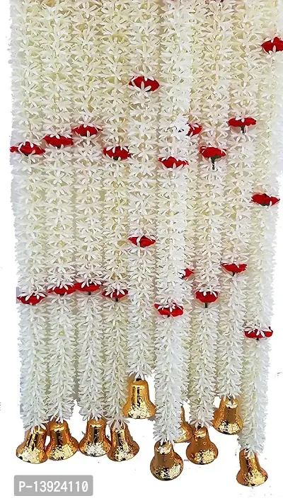 Forty WingsSet of 2 White Red Rose Flower Jasmine Mogra Juhi Garlands for Diwali ,Navratra Festival Home ,Temple Wedding Decoration-thumb5