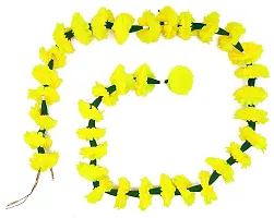 URVI Creation Set of 5 Yellow Artificial Marigold Flower/Genda Phool Garlands for Diwali Wedding,Navratri,Durga Pooja Festival Home Decoration-thumb3