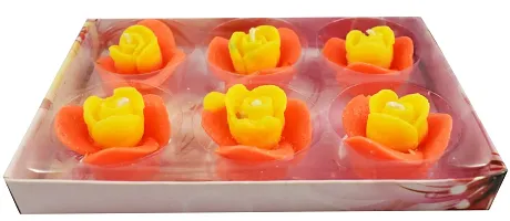 Urvi Creations Set of 6 Flower Shape Floating Candles for Diwali Home Decor - Multi Color-thumb4