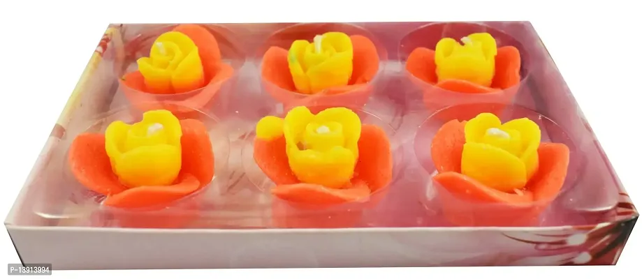 Urvi Creations Set of 6 Flower Shape Floating Candles for Diwali Home Decor - Multi Color-thumb5