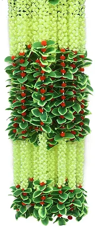 Forty Wings Set of 5 Mogra Jasmine Leaf Pom Pom Garlands String Door Toran for Diwali Wedding,Navratri,Durga Pooja Ganpati Pooja Mehandi Party Festival Home Decoration-thumb2