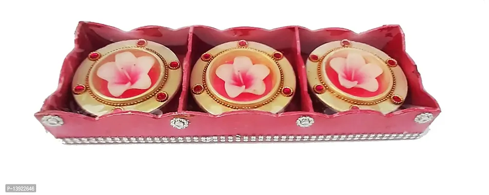 Forty Wings 3 Pcs Decorative Wax Filled Diya Candle for Diwali Lighting Decoration Diwali Gift and Pooja Home Decor Item-thumb2