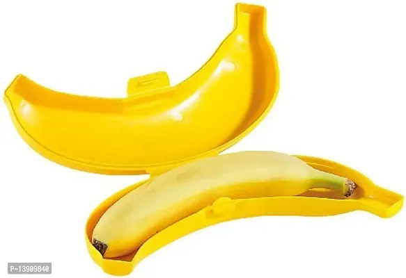 Masti Zone Banana Fruits Candies Storage Box Banana Guard Plastic Fruits Holder Case Containers (Yellow)-thumb0