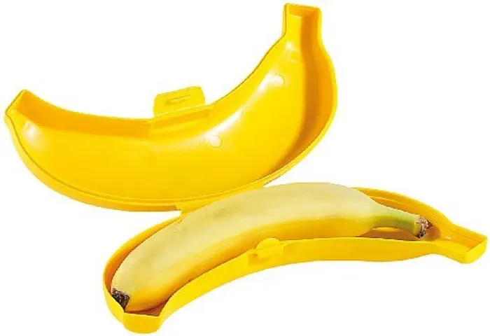 Masti Zone Banana Fruits Candies Storage Box Banana Guard Plastic Fruits Holder Case Containers (Yellow)