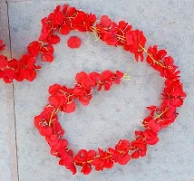 Forty Wings Set of 5 Red Artificial Fake Silk Cherry Blossom Garland String Creeper/Door Wall Hanging for Diwali Festival Wedding Christmas Home Decoration Item-thumb3
